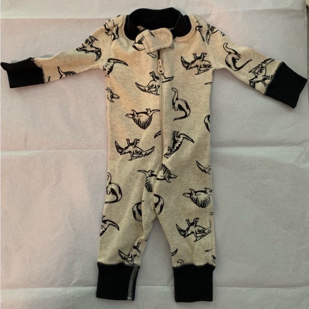 Hanna Andersson newborn dinosaur zip-up onesie, organic cotton